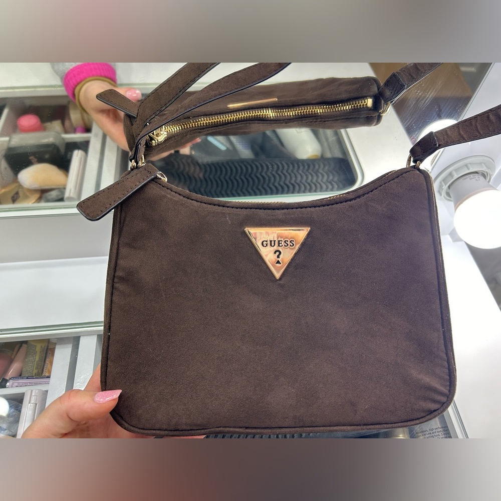 Brown Suede Guess Bag